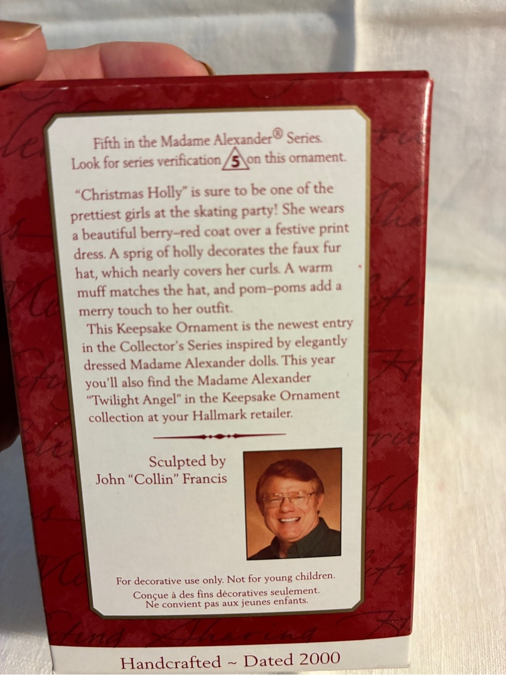 Hallmark Keepsake Christmas Holly Madame Alexander White Fur-Trim Ornament 2000 - Picture 11 of 11